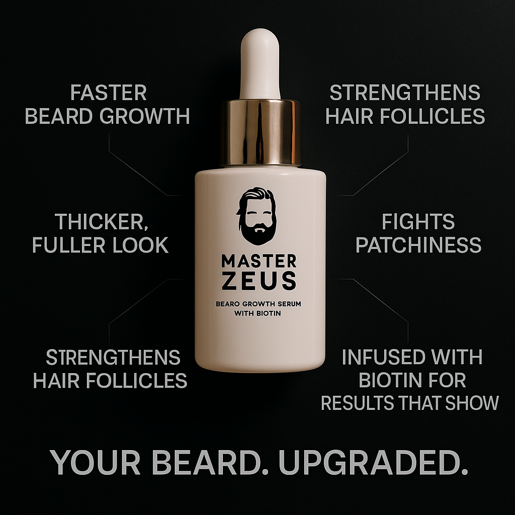 🧔‍♂️ MASTER ZEUS®️ BEARD & HAIR GROWTH SERUM – WITH BIOTIN & CAFFEINE